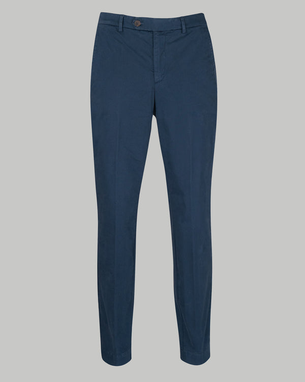 Pantalone chino in gabardina di cotone pesante blu scuro slim fit