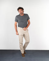 Pantalone chino in popeline di cotone leggero beige ecrù slim fit