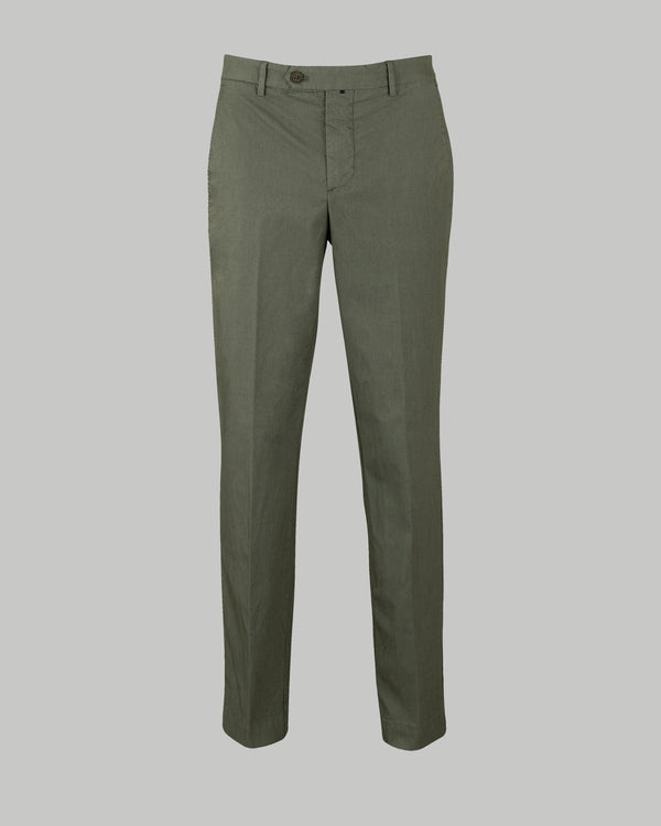 Pantalone chino in popeline di cotone leggero verde scuro slim fit