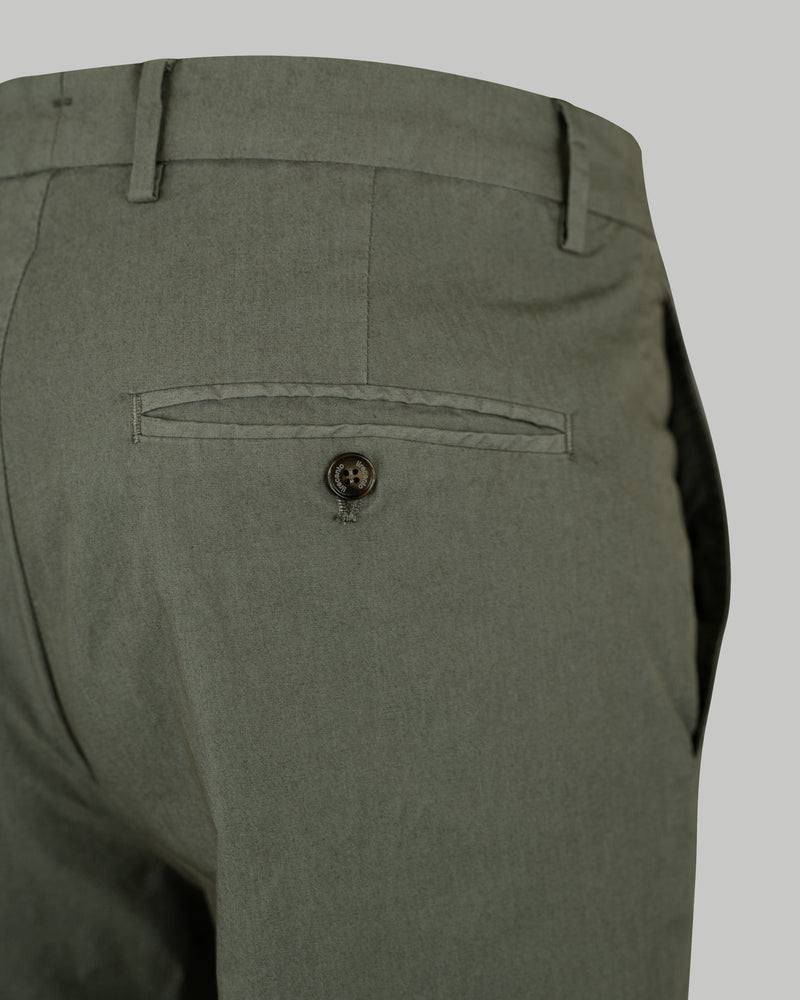 Pantalone chino in popeline di cotone leggero verde scuro slim fit