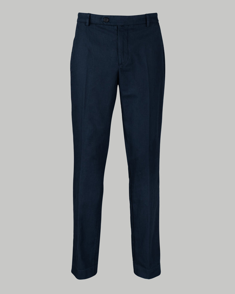 Pantalone chino in cotone piquet medio blu slim fit