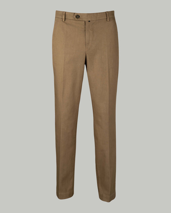 Pantalone chino in cotone piquet medio beige slim fit