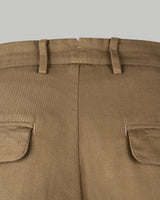 Pantalone chino in cotone piquet medio beige slim fit