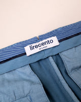 Pantalone chino in gabardina di cotone medio blu ottanio slim fit