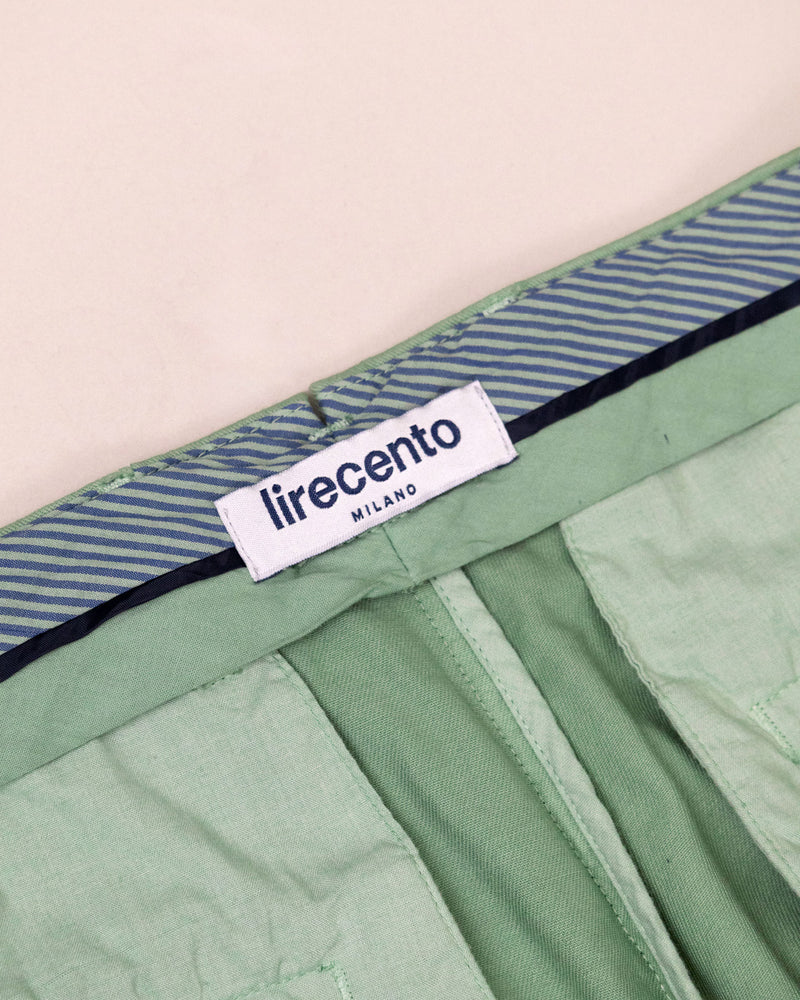Pantalone chino in gabardina di cotone medio verde salvia chiaro slim fit