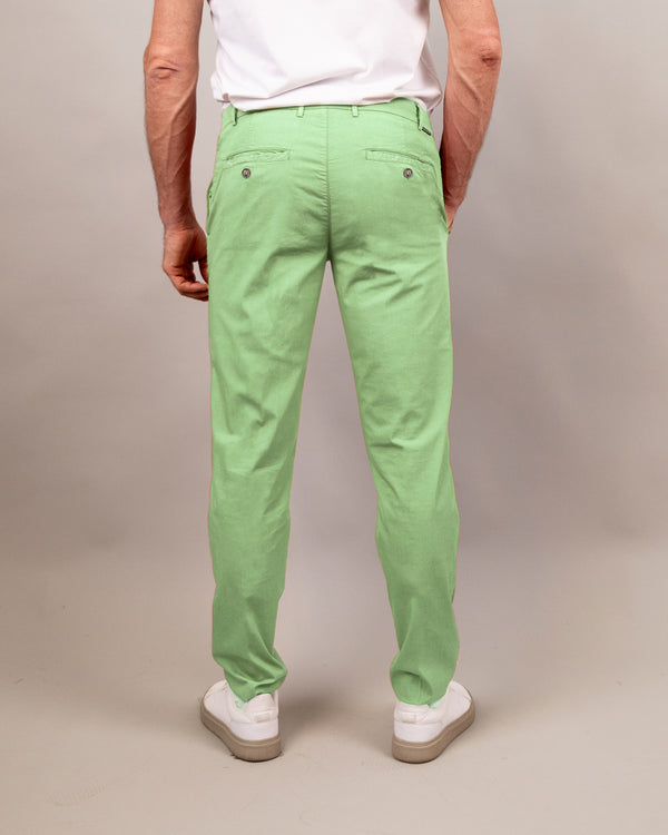 Pantalone chino in popeline di cotone leggero verde salvia chiaro slim fit
