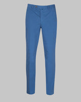 Pantalone chino in gabardina di cotone pesante blu avio slim fit