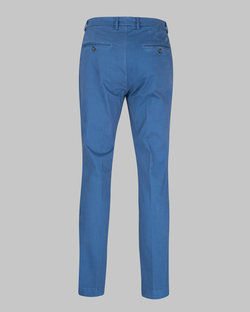 Pantalone chino in gabardina di cotone pesante blu avio slim fit