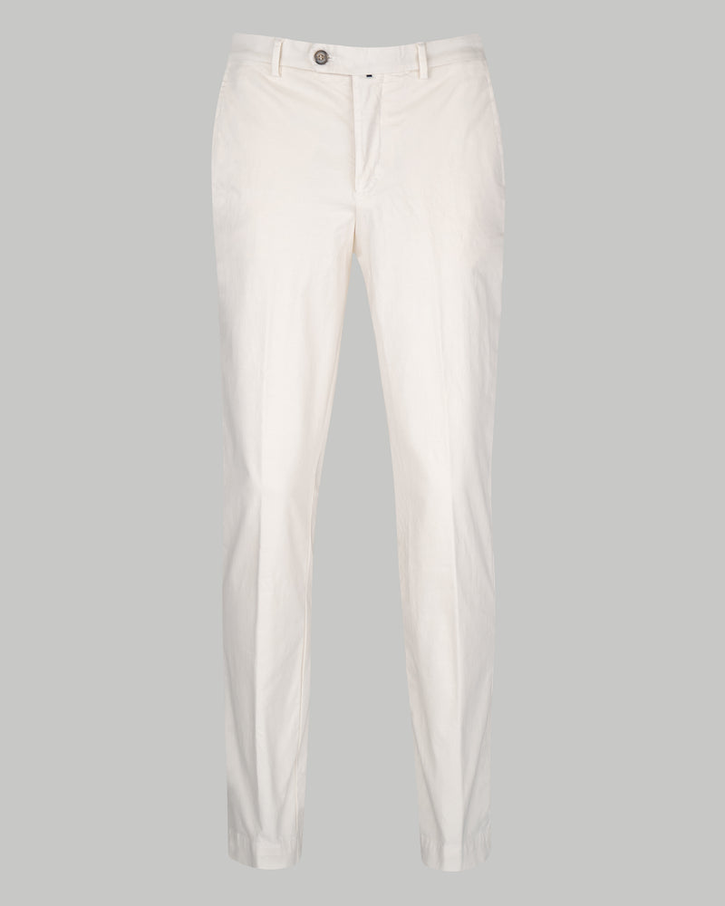 Pantalone chino in gabardina di cotone pesante bianco burro slim fit