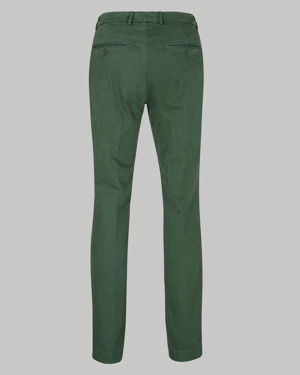 Pantalone chino in gabardina di cotone pesante verde foresta slim fit