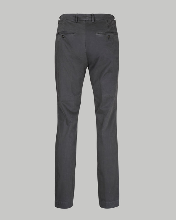 Pantalone chino in gabardina di cotone pesante grigio scuro slim fit