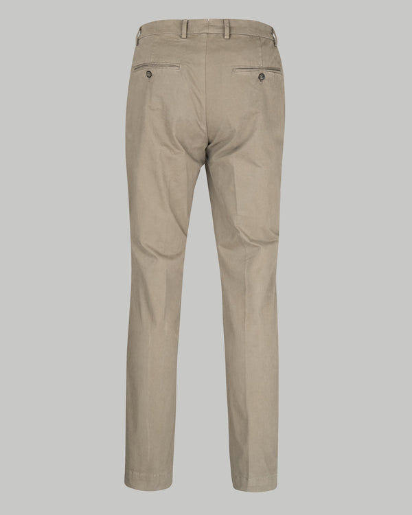 Pantalone chino in gabardina di cotone pesante beige talpa slim fit