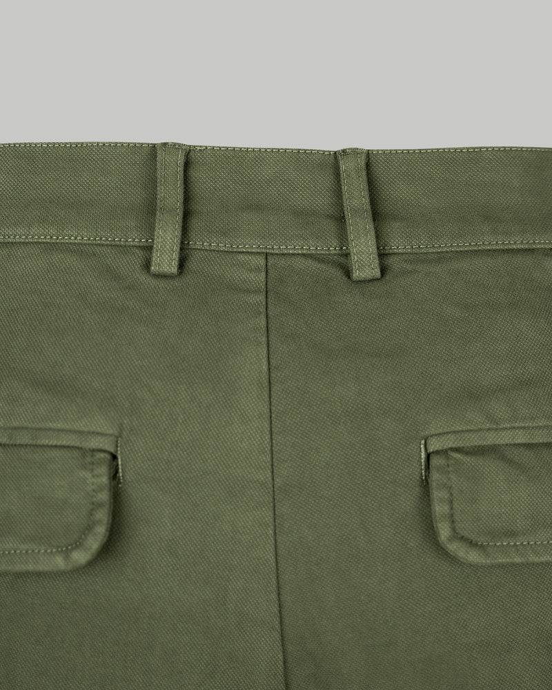 Pantalone chino in cotone piquet pesante verde slim fit