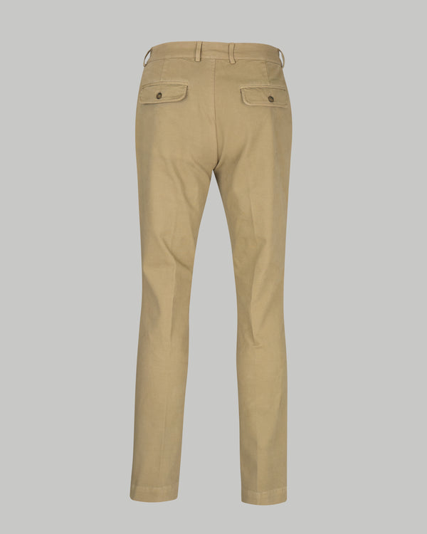 Pantalone chino in cotone piquet pesante marrone chiaro slim fit