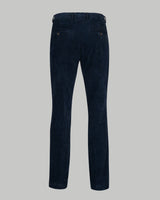 Pantalone chino in velluto di cotone pesante a costa larga francese blu scuro slim fit