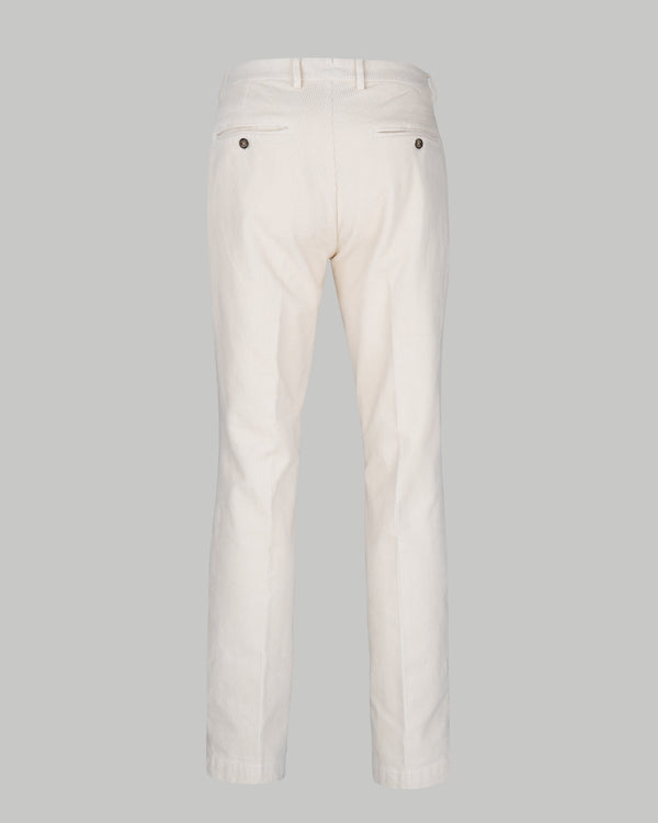 Pantalone chino in velluto di cotone pesante a costa larga francese bianco burro slim fit