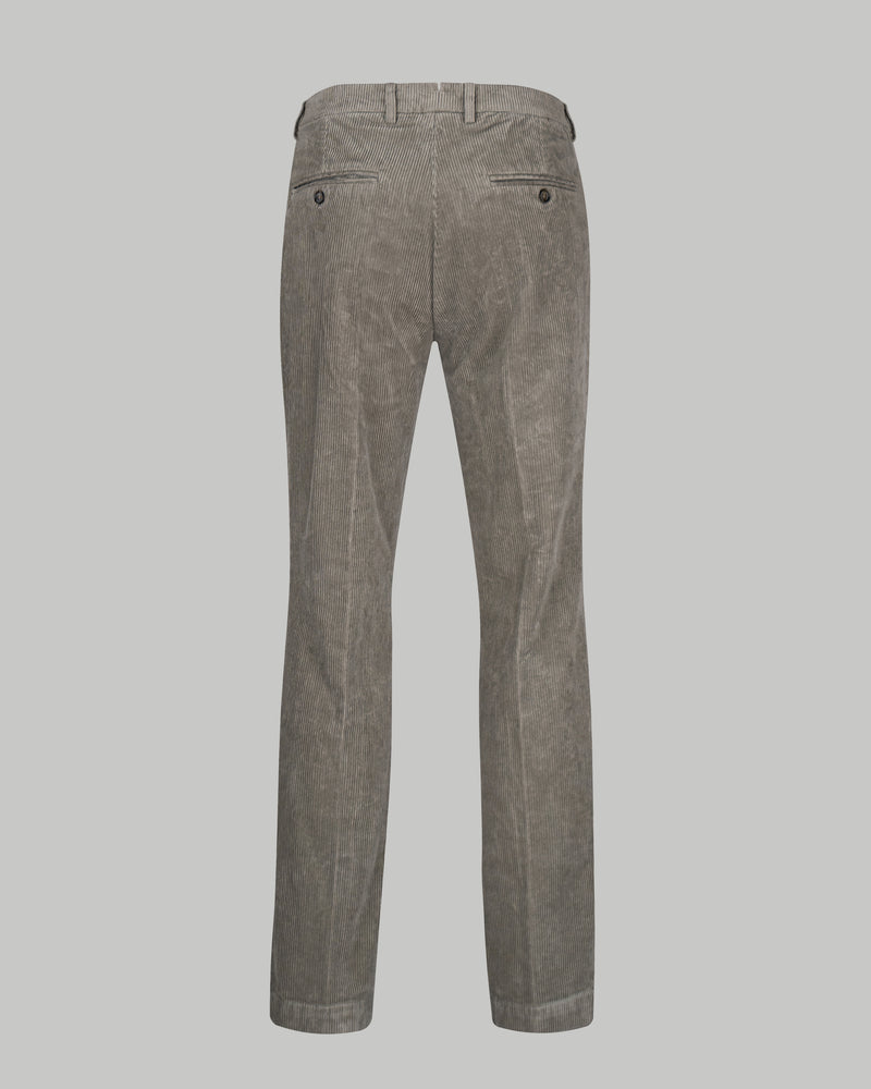 Pantalone chino in velluto di cotone pesante a costa larga francese grigio tortora slim fit
