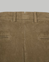 Pantalone chino in velluto di cotone pesante a costa larga francese marrone verde khaki slim fit