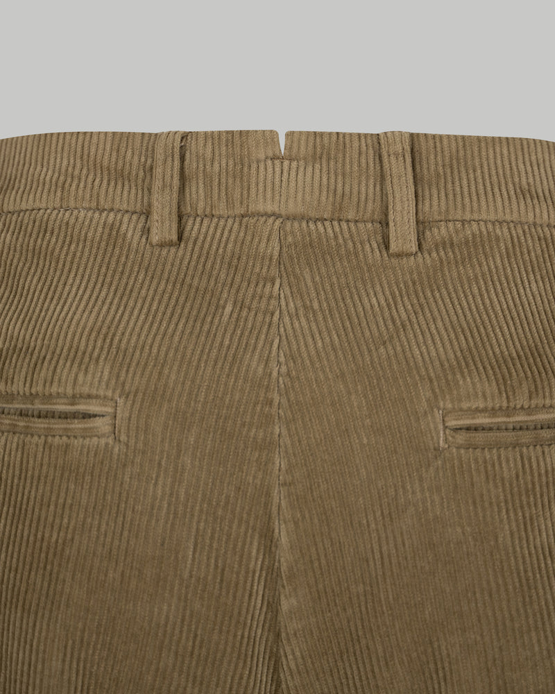 Pantalone chino in velluto di cotone pesante a costa larga francese marrone verde khaki slim fit