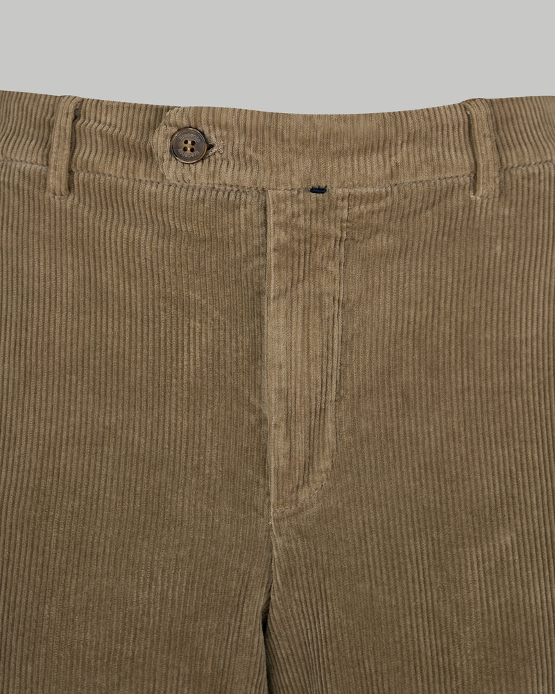 Pantalone chino in velluto di cotone pesante a costa larga francese marrone verde khaki slim fit