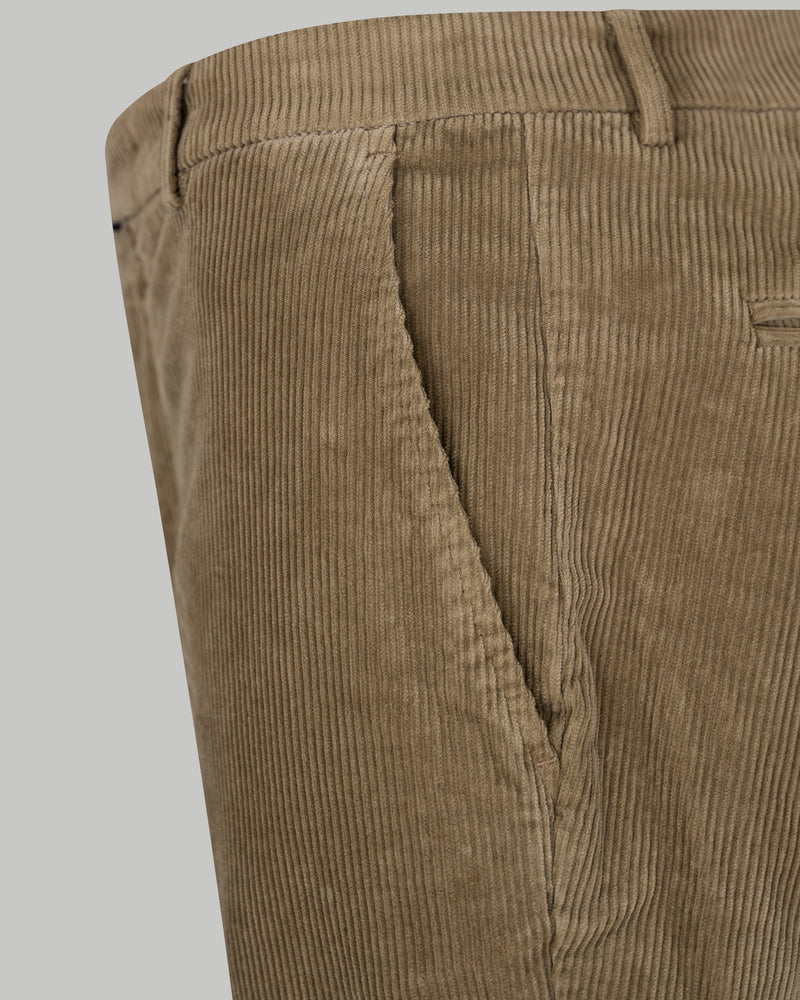 Pantalone chino in velluto di cotone pesante a costa larga francese marrone verde khaki slim fit