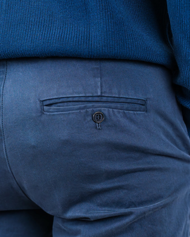 Pantalone chino in gabardina di cotone pesante blu notte slim fit