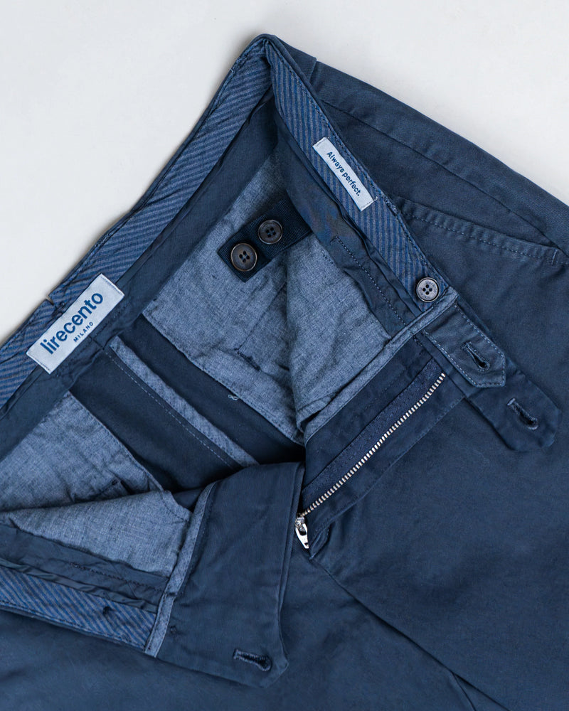 Pantalone chino in gabardina di cotone pesante blu notte slim fit