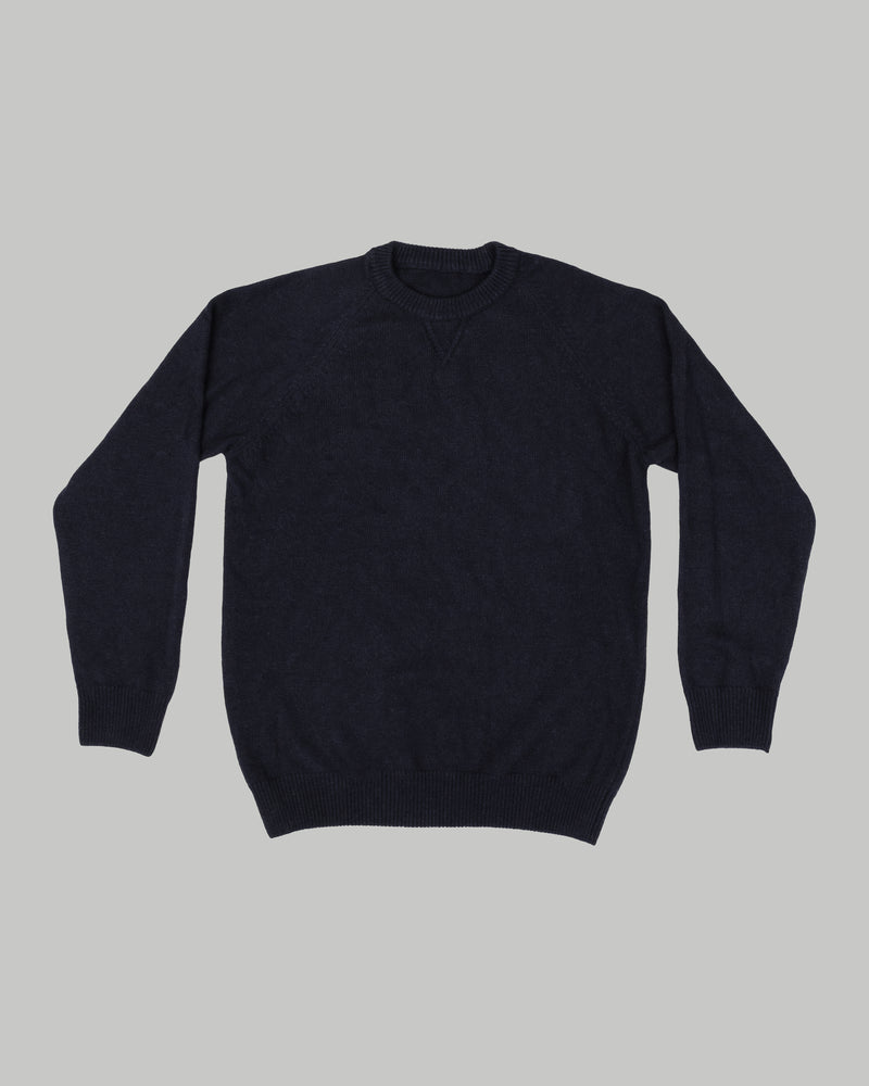 Maglia girocollo in misto lana e cashmere blu