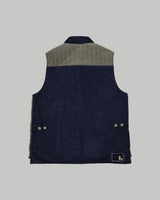 Gilet trapuntato in tessuto tecnico e denim di cotone con collo coreano