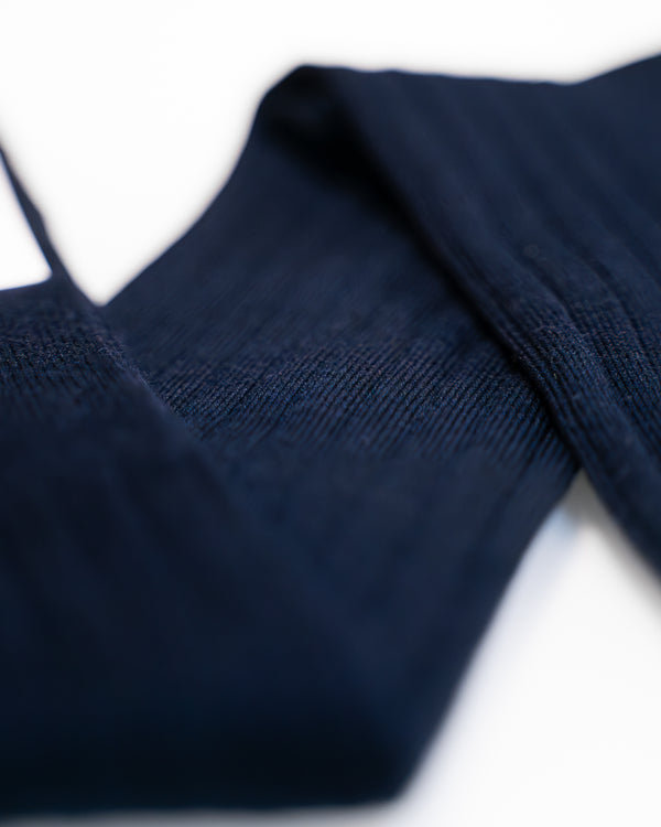 Calze a coste polso alto in cotone Filo di Scozia blu