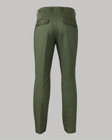 Pantalone chino con pince in gabardina di cotone medio verde regular fit