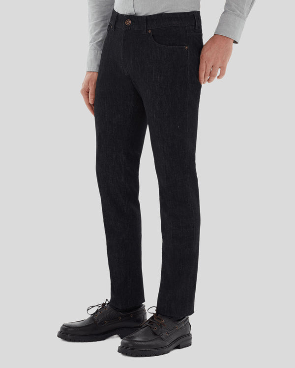 Pantalone cinquetasche jeans in denim di cotone medio nero slim fit