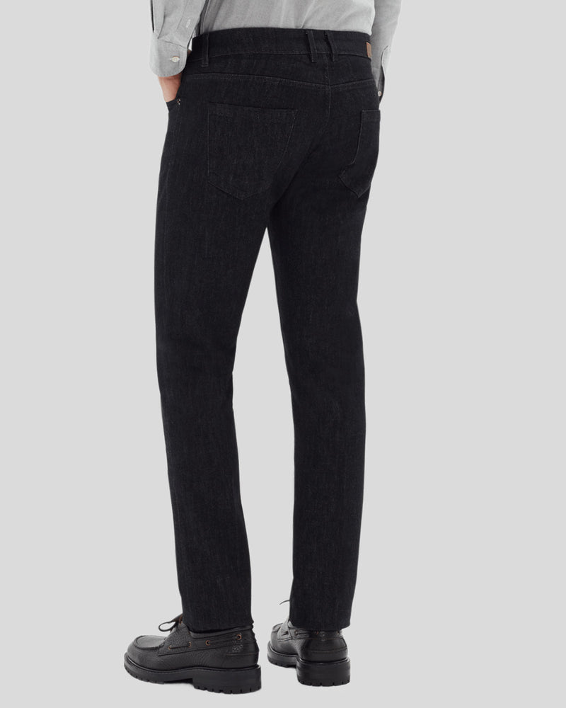 Pantalone cinquetasche jeans in denim di cotone medio nero slim fit