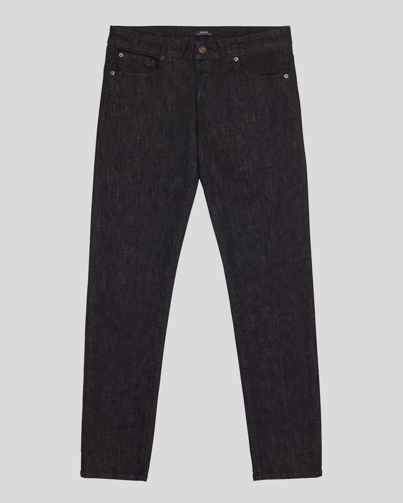 Pantalone cinquetasche jeans in denim di cotone medio nero slim fit