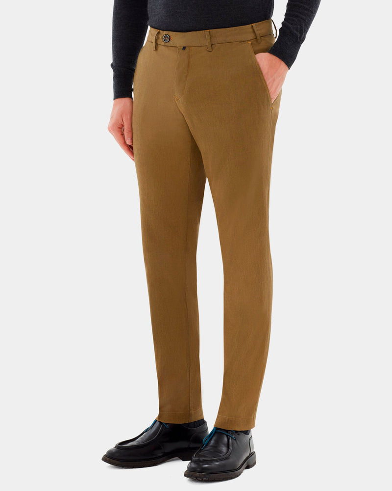 Pantalone chino in cotone medio giallo senape slim fit