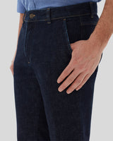Pantalone cinquetasche con tasca americana jeans in denim di cotone medio blu indaco regular fit