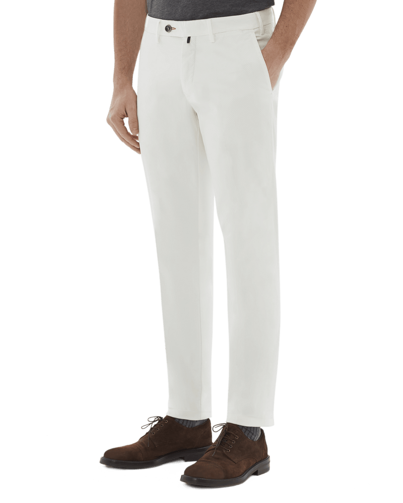 Pantalone chino in cotone medio bianco panna slim fit