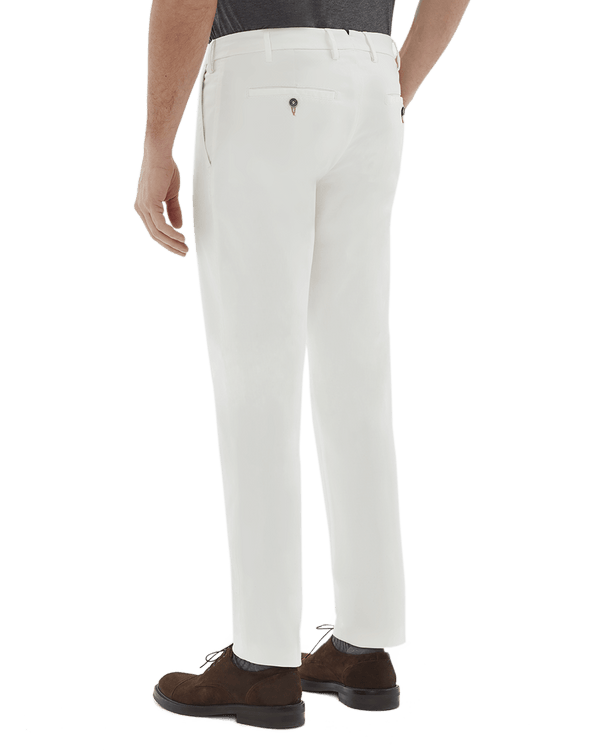 Pantalone chino in cotone medio bianco panna slim fit