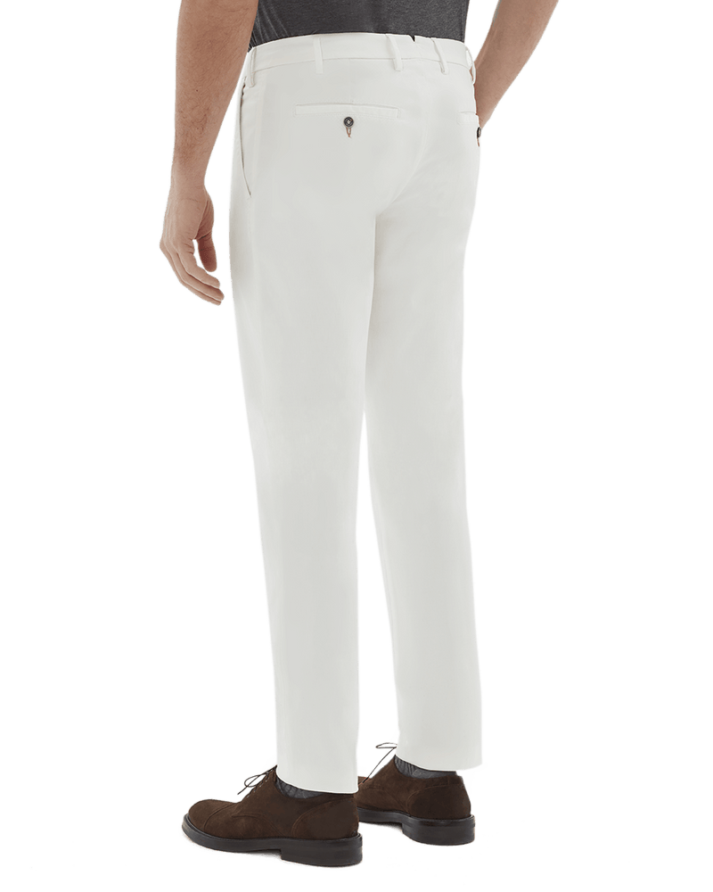 Pantalone chino in cotone medio bianco panna slim fit