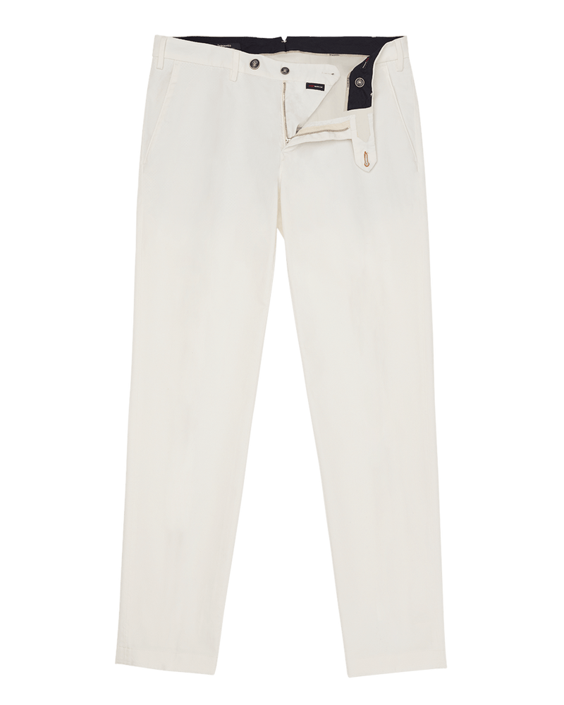 Pantalone chino in cotone medio bianco panna slim fit