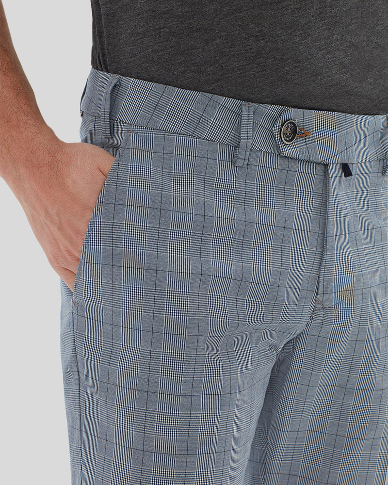 Pantalone chino in cotone medio Principe di Galles bianco grigio