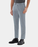 Pantalone chino in cotone medio Principe di Galles bianco grigio