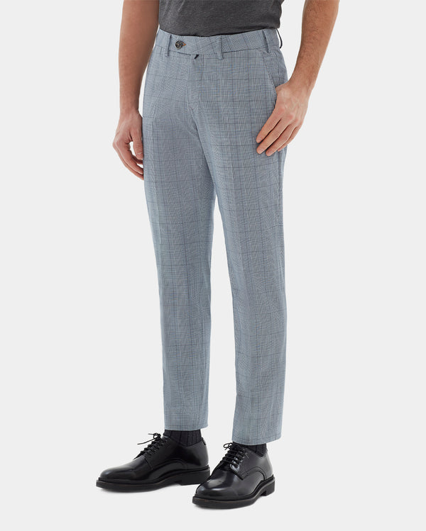 Pantalone chino in cotone medio Principe di Galles bianco grigio