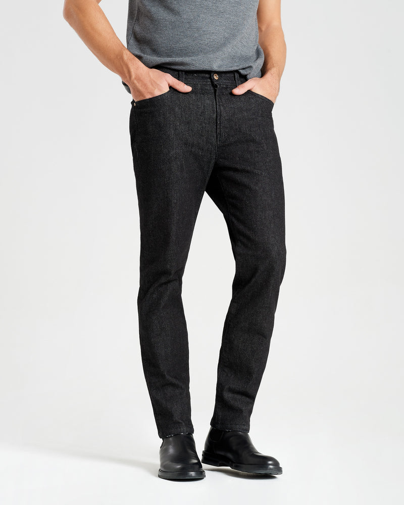 Pantalone cinquetasche jeans in denim di cotone medio nero regular fit