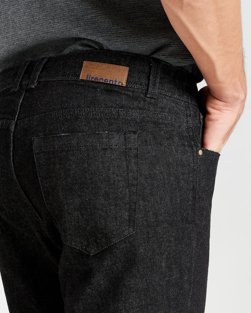 Pantalone cinquetasche jeans in denim di cotone medio nero regular fit
