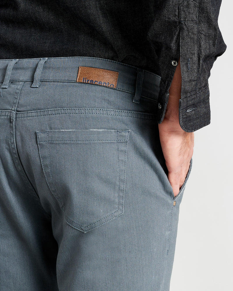 Pantalone cinquetasche con tasca americana jeans in denim di cotone medio grigio regular fit