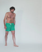 Costume da mare con coulisse e vita arricciata in nylon leggero verde smeraldo