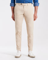 Pantalone chino in popeline di cotone leggero beige slim fit