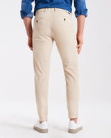 Pantalone chino in popeline di cotone leggero beige slim fit