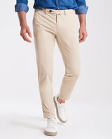 Pantalone chino in popeline di cotone leggero beige slim fit